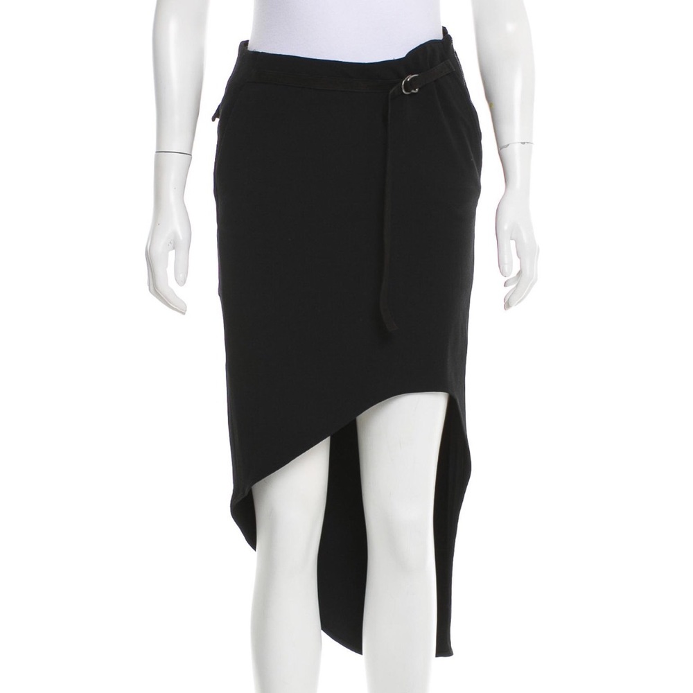 Helmut Lang Midi Skirt w/ Suede Details